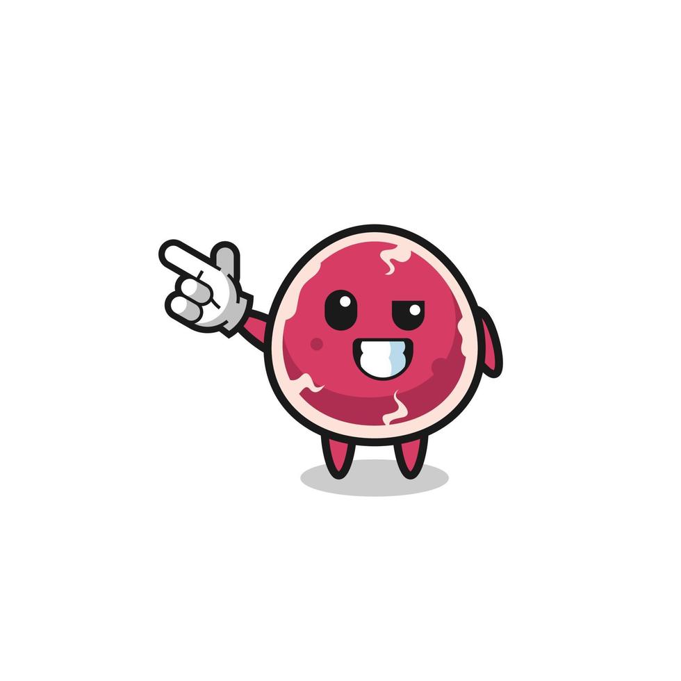 beef mascot pointing top left vector