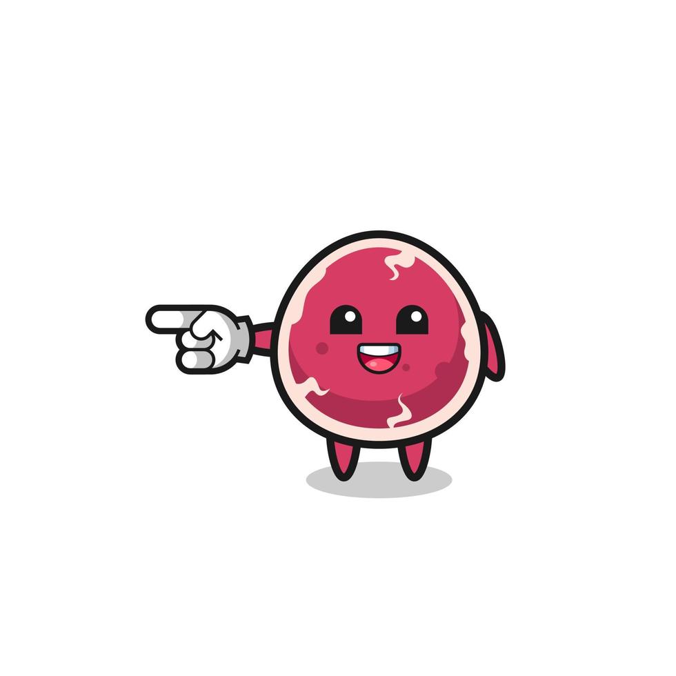 beef cartoon with pointing left gesture vector