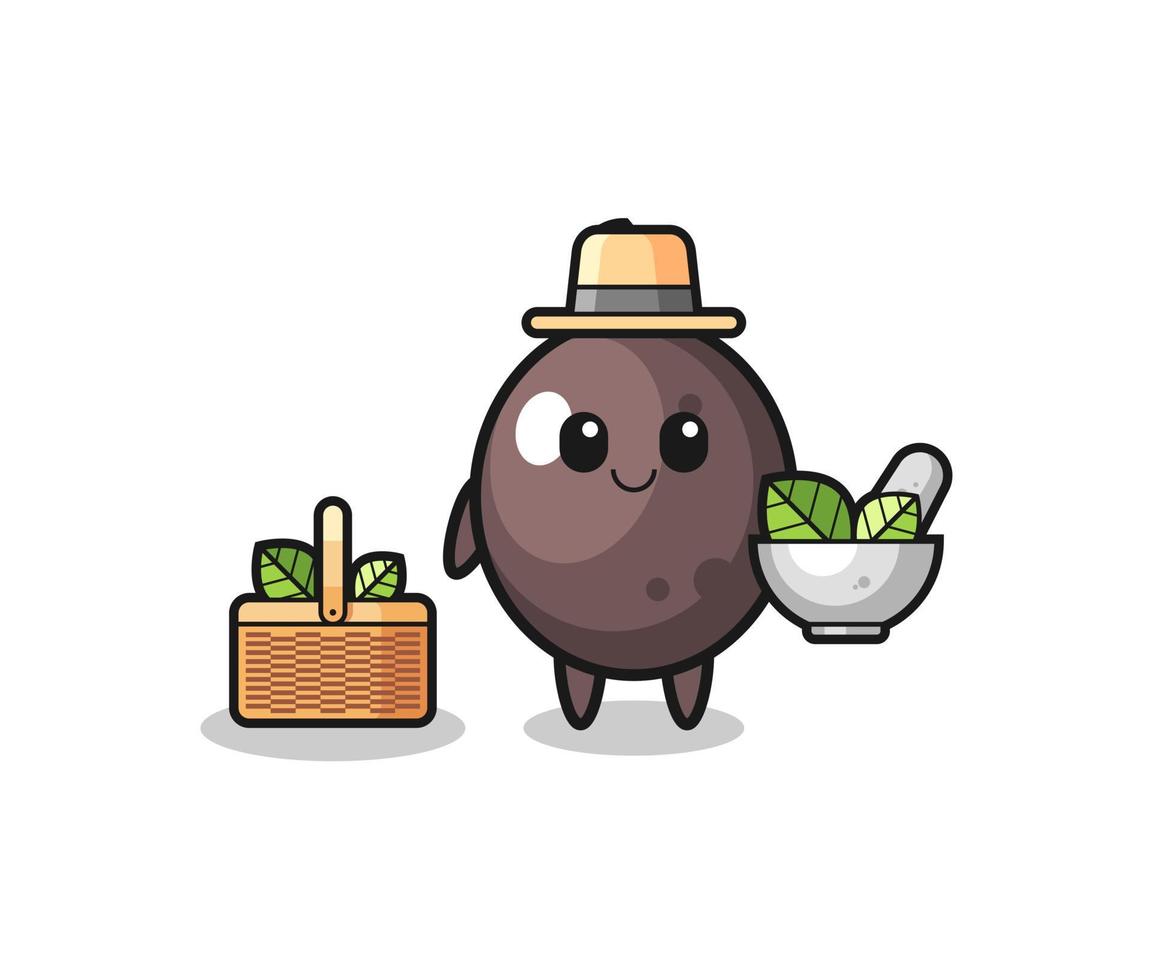 black olive herbalist cute cartoon vector