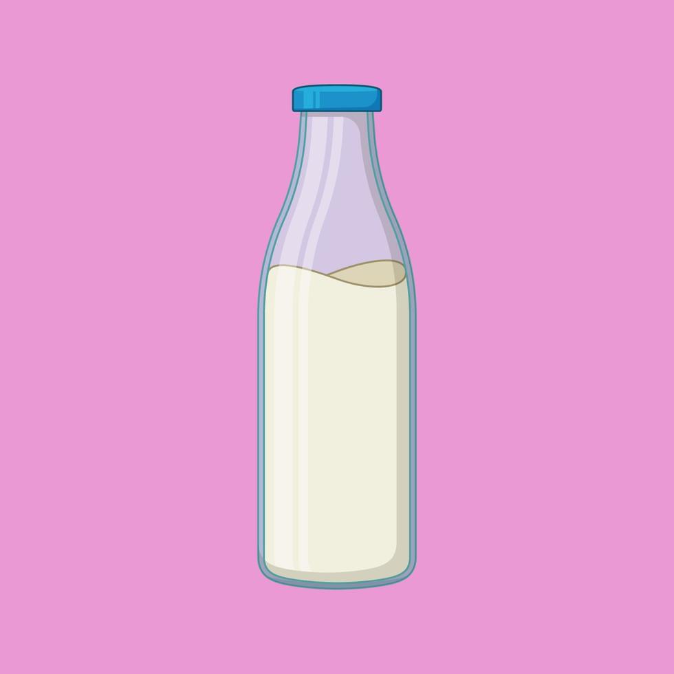 vector de botella de leche aislado sobre fondo rosa