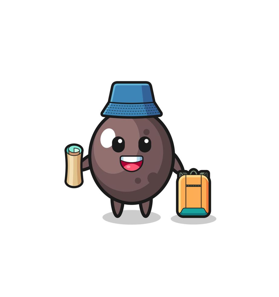 black olive mascot character as hiker vector