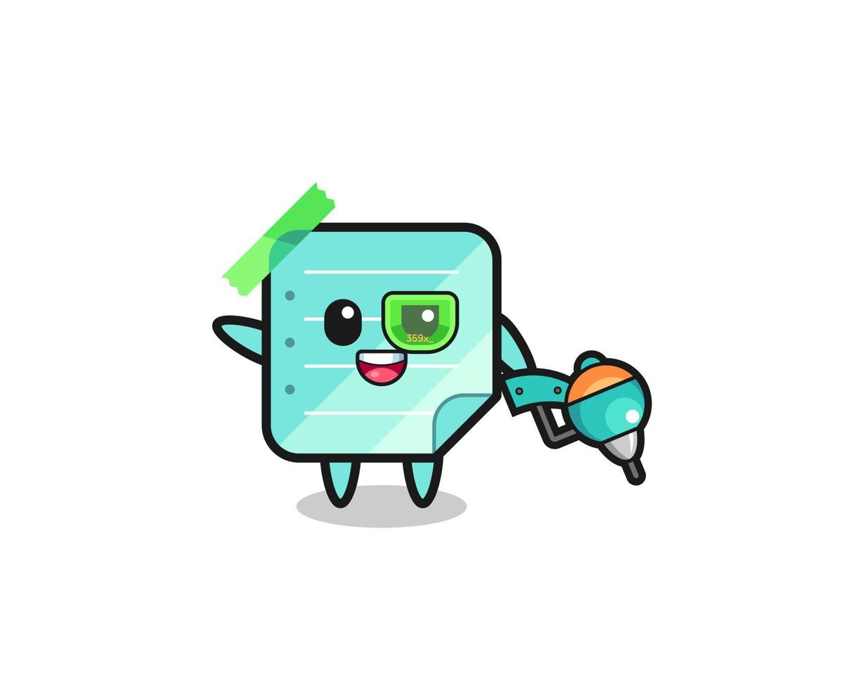 blue sticky notes cartoon as future warrior mascot vector