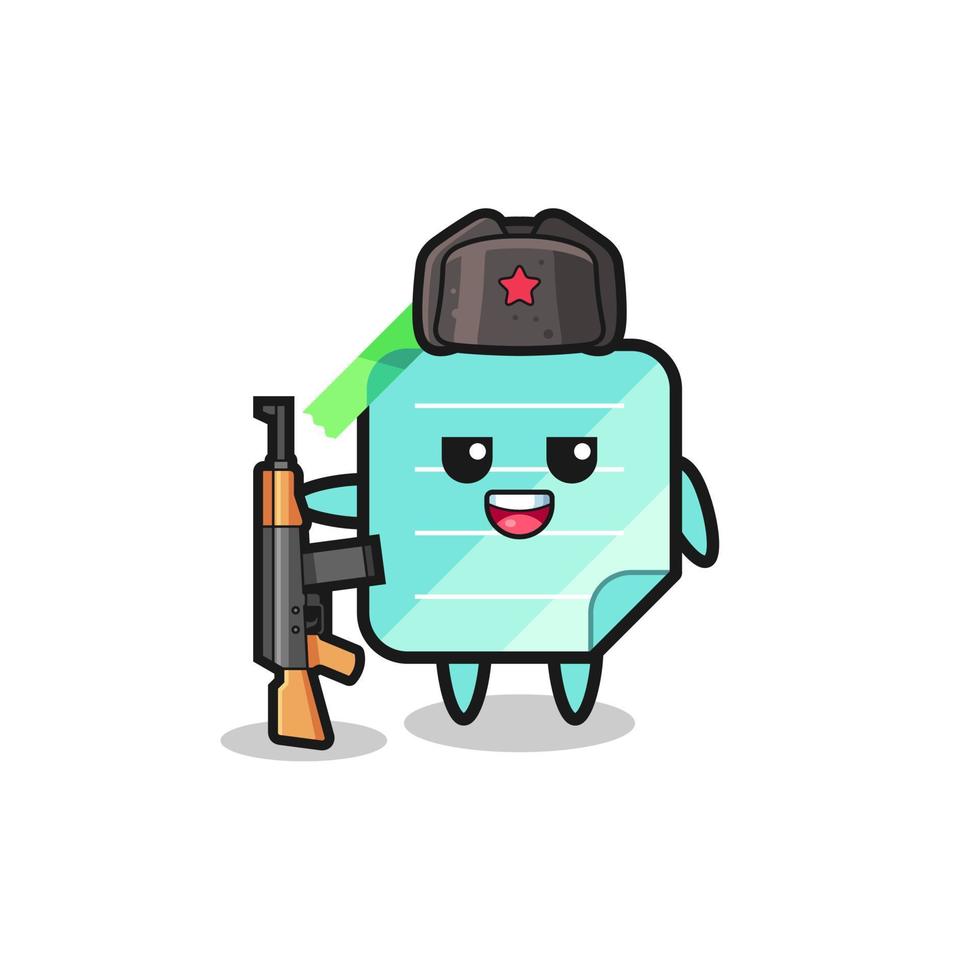 cute blue sticky notes cartoon as Russian army vector