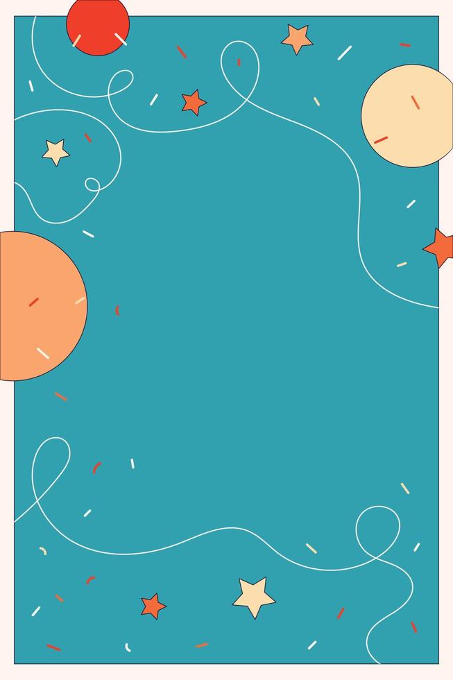 Abstract background with simple shapes, lines and dots. Vector illustration in funny cartoon trendy retro style.