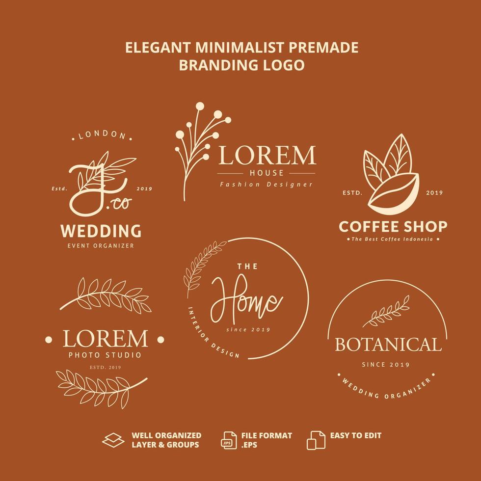 Elegant Minimalist Premade Branding Logo Collection vector