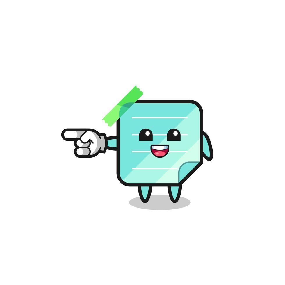 blue sticky notes cartoon with pointing left gesture vector