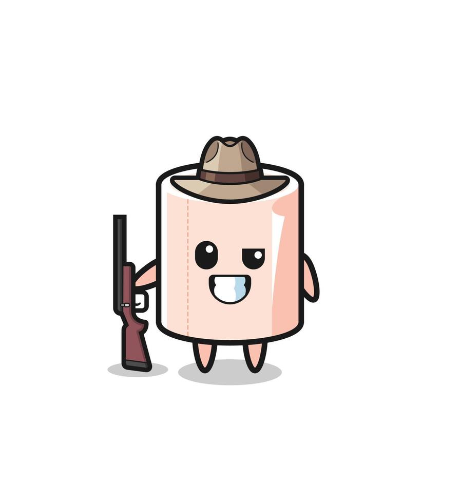 tissue roll hunter mascot holding a gun vector