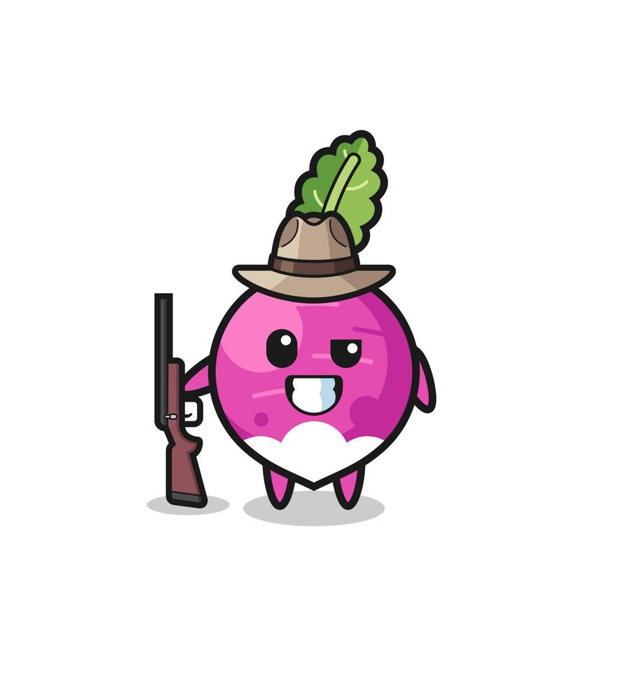 turnip hunter mascot holding a gun vector