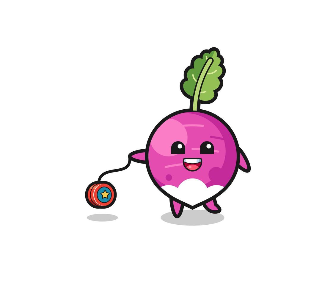 cartoon of cute turnip playing a yoyo vector