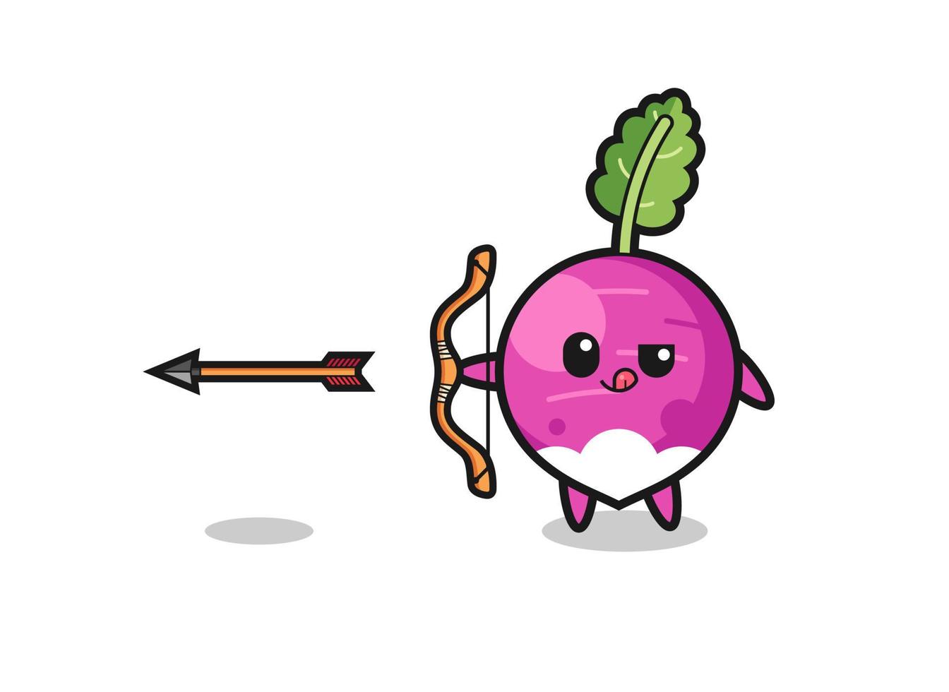 illustration of turnip character doing archery vector
