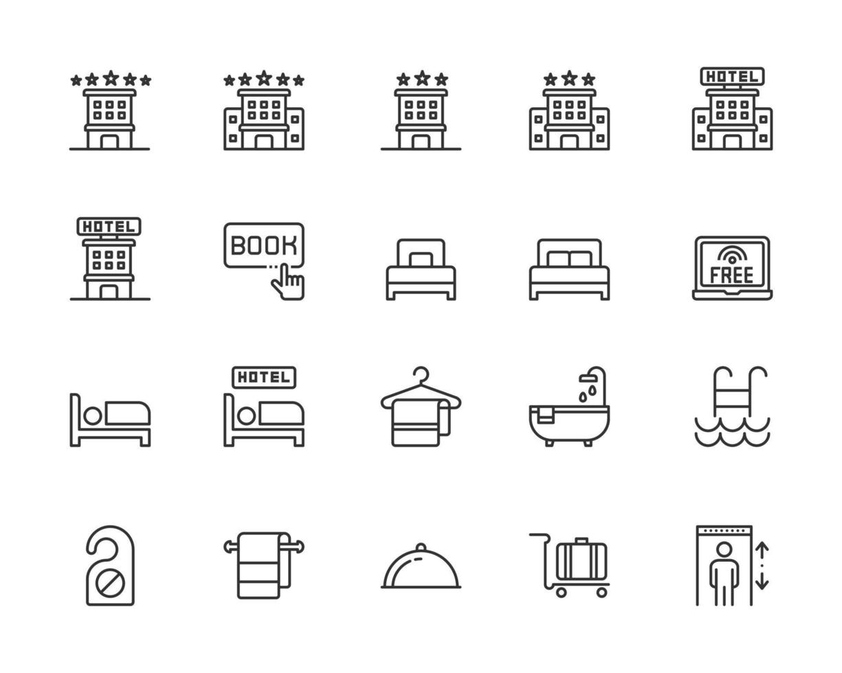 iconos de hoteles. ilustración vectorial de línea vector