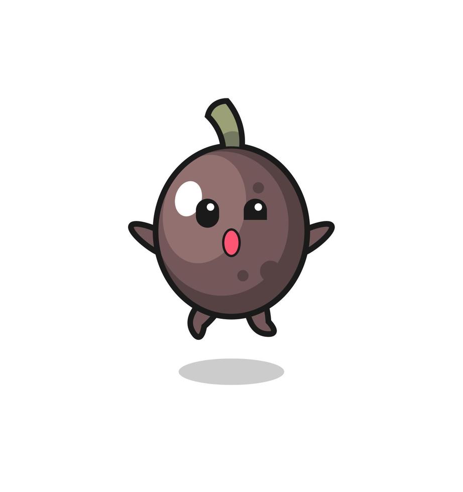 black olive character is jumping gesture vector