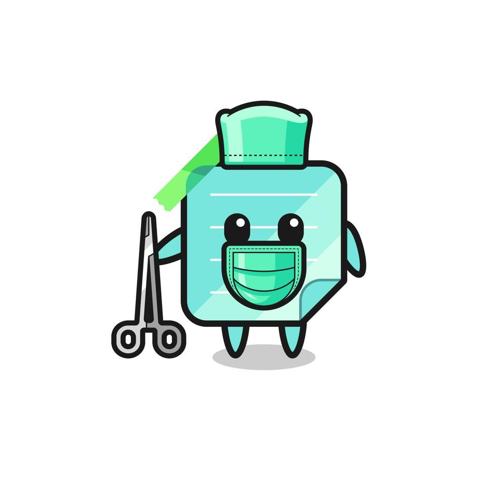 cirujano azul notas adhesivas mascota personaje vector