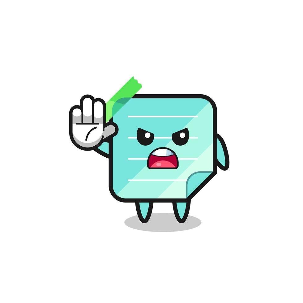 blue sticky notes character doing stop gesture vector