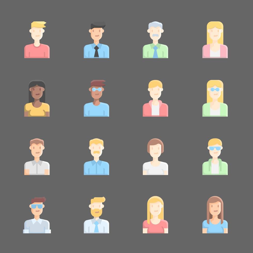 Avatar people icons line color vector illustration