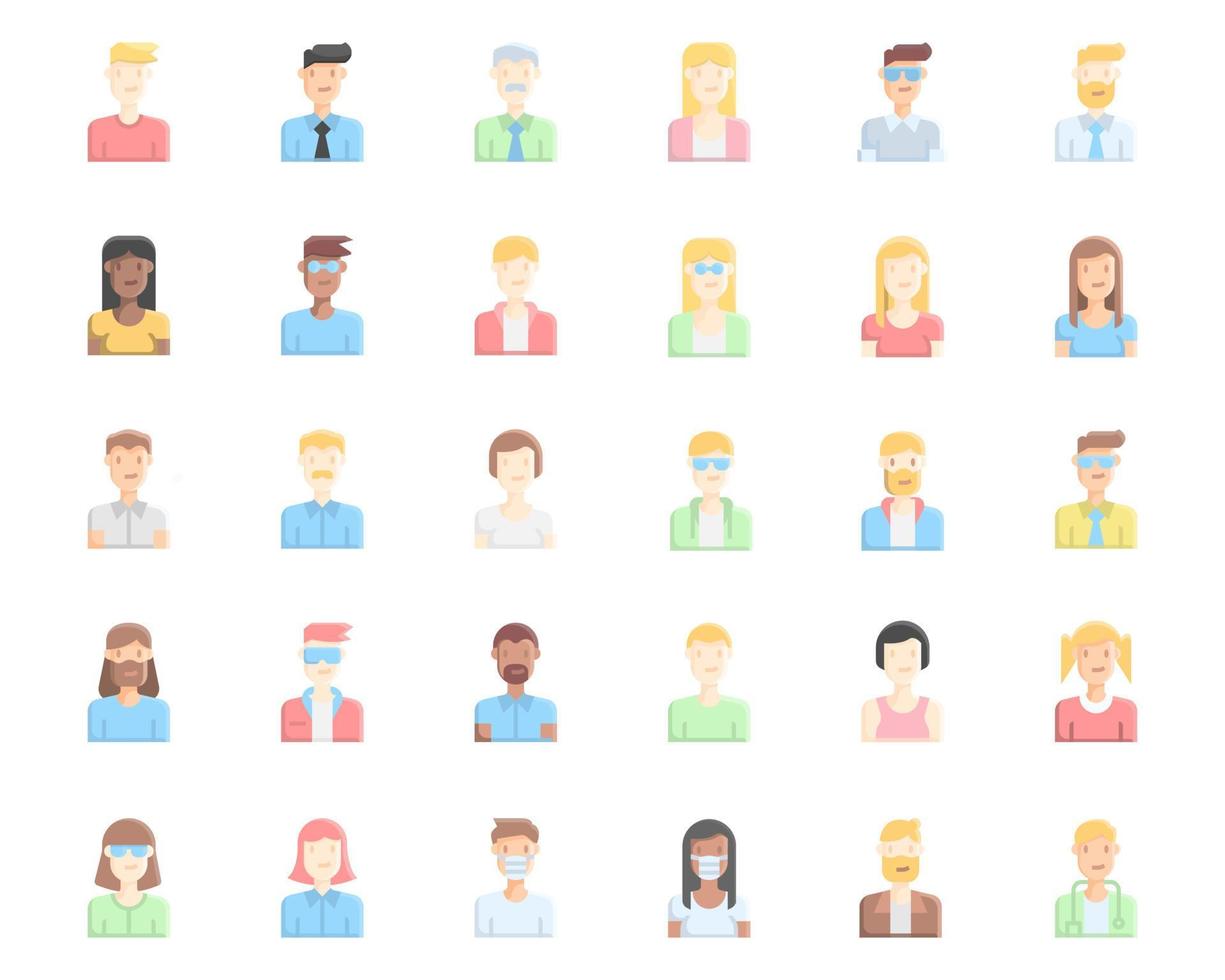 avatar personas iconos color plano vector ilustración