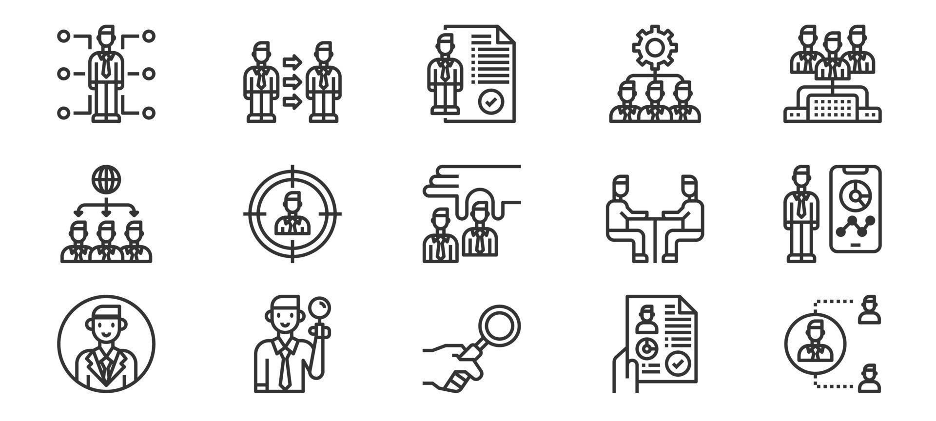 Human Resources Management line icons vector