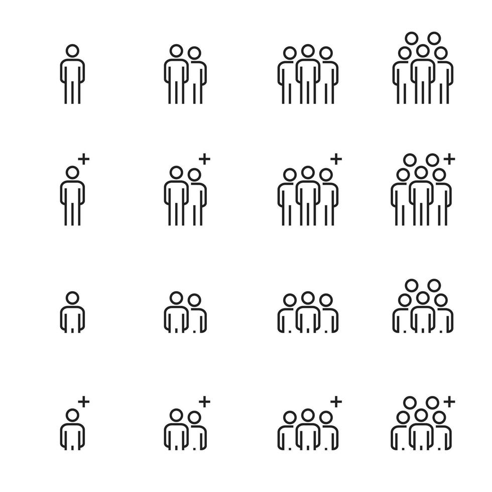Collection Simple Set of  People Icons Line Work Group Team Vector , Meeting , Teamwork , Group , Person