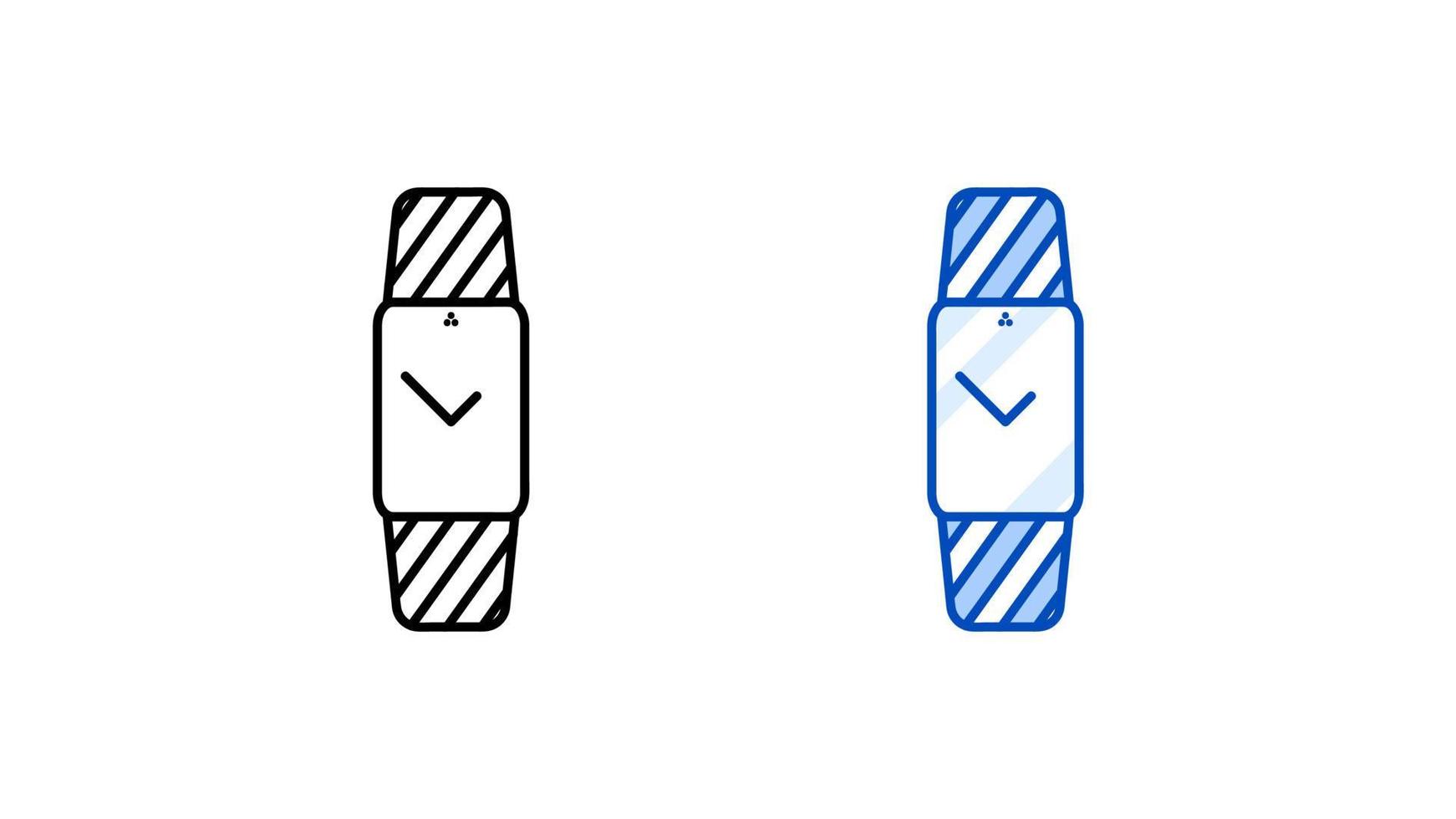 conjunto de iconos de reloj inteligente moderno. reloj de pantalla rectangular simple moderno. plantilla lista para iconos lineales y de colores. descargue el vector de pantalla táctil de dispositivo inteligente lineal simple. Fondo blanco.