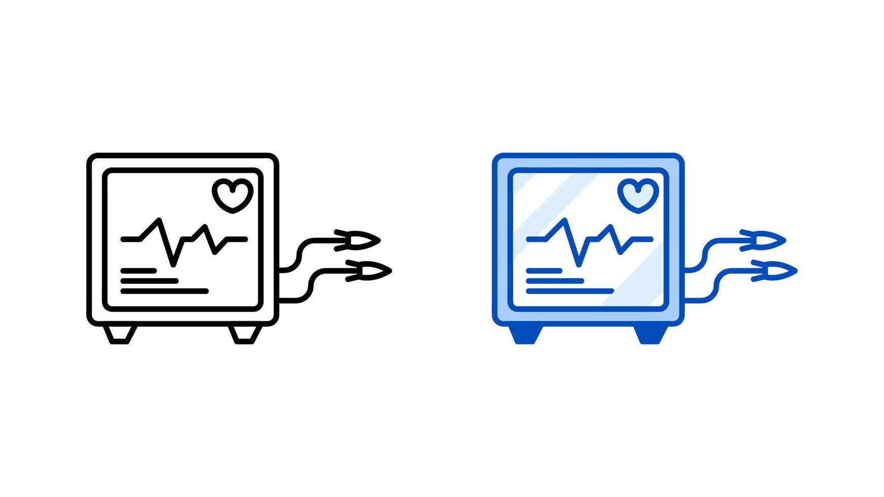 conjunto de iconos de dispositivo de ecg moderno. icono lineal y de color de la colección moderna y sencilla de dispositivos de monitor de cardio. listo como plantilla. descargue el vector de dispositivo de hospital lineal simple. Fondo blanco.