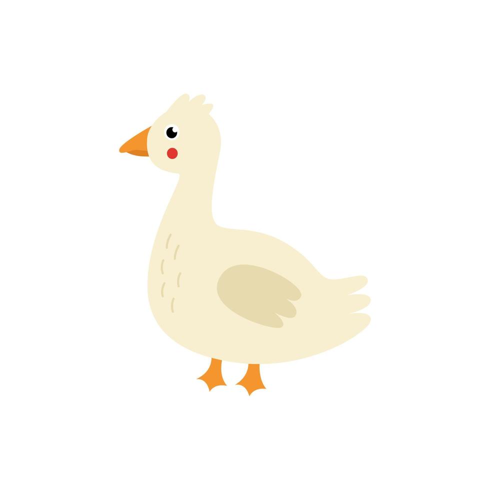 Vector illustration of cute goose isolated on white background.