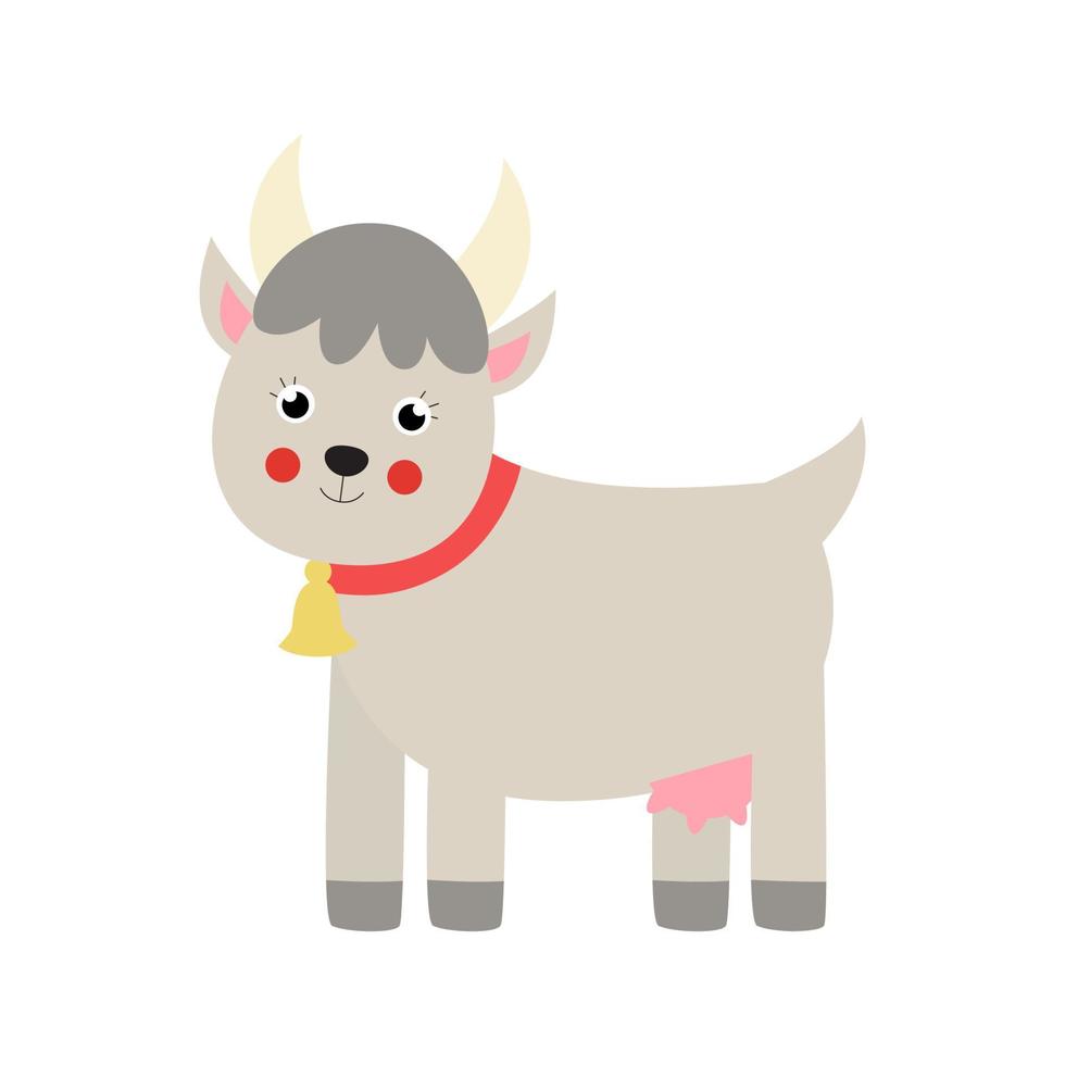 Vector illustration of cute goat isolated on white background.