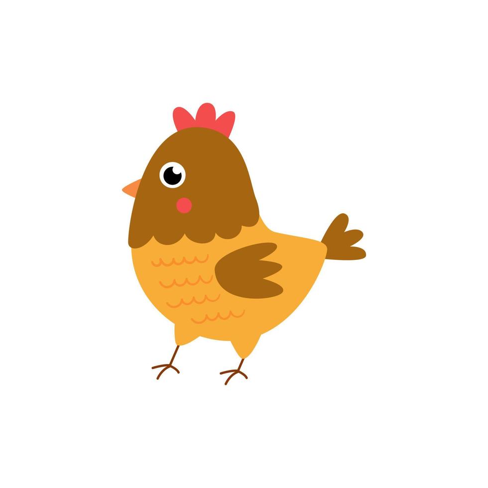 Vector illustration of cute hen isolated on white background.