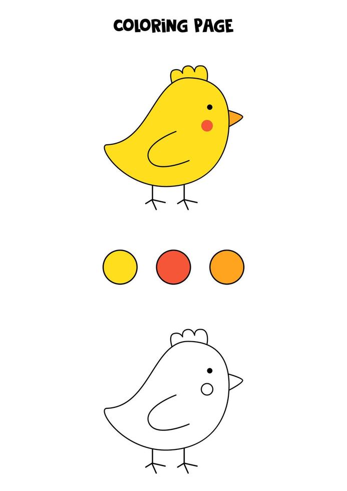 Color cute Easter chicken. Worksheet for kids. vector