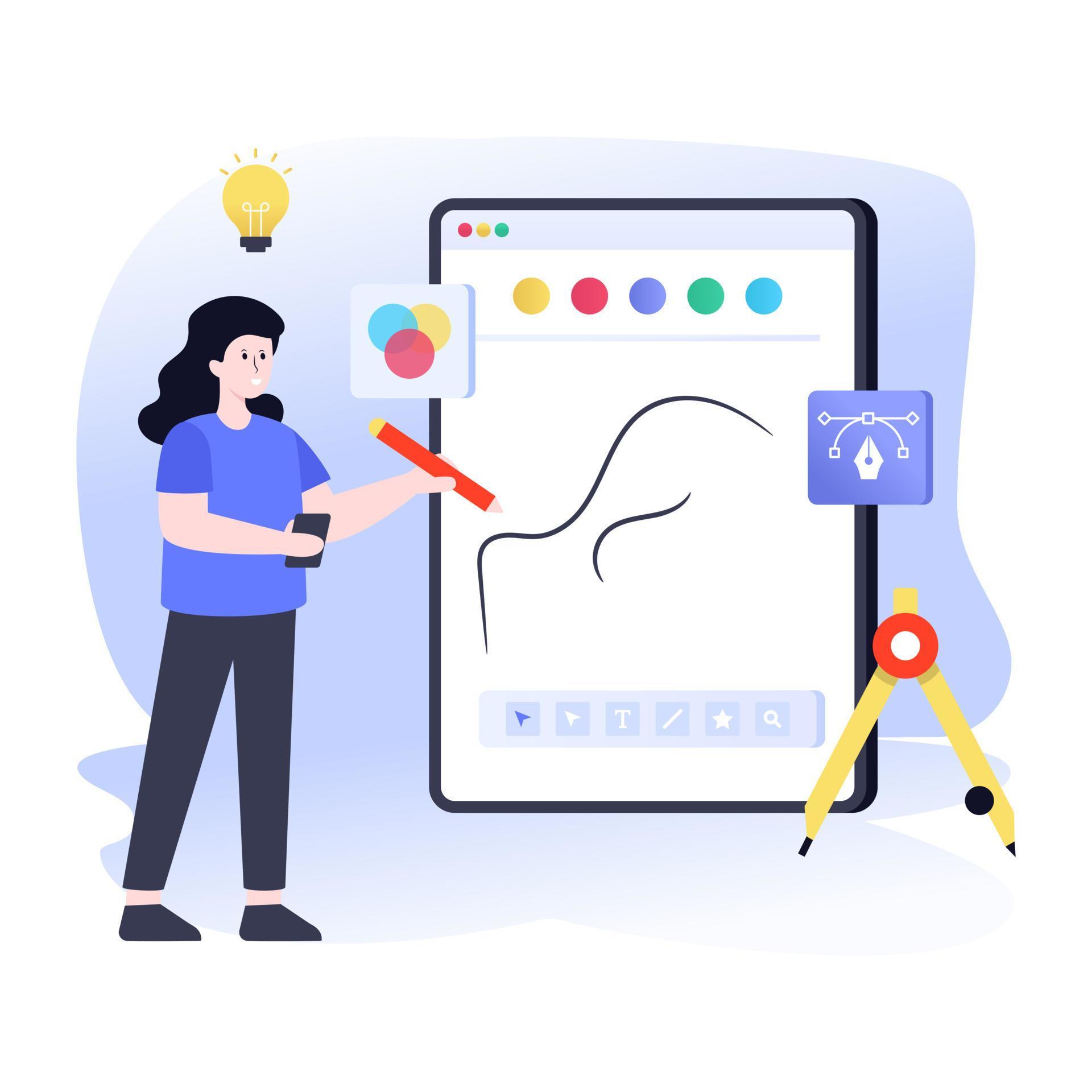 Flat app development illustration, app coding and app building concept ...