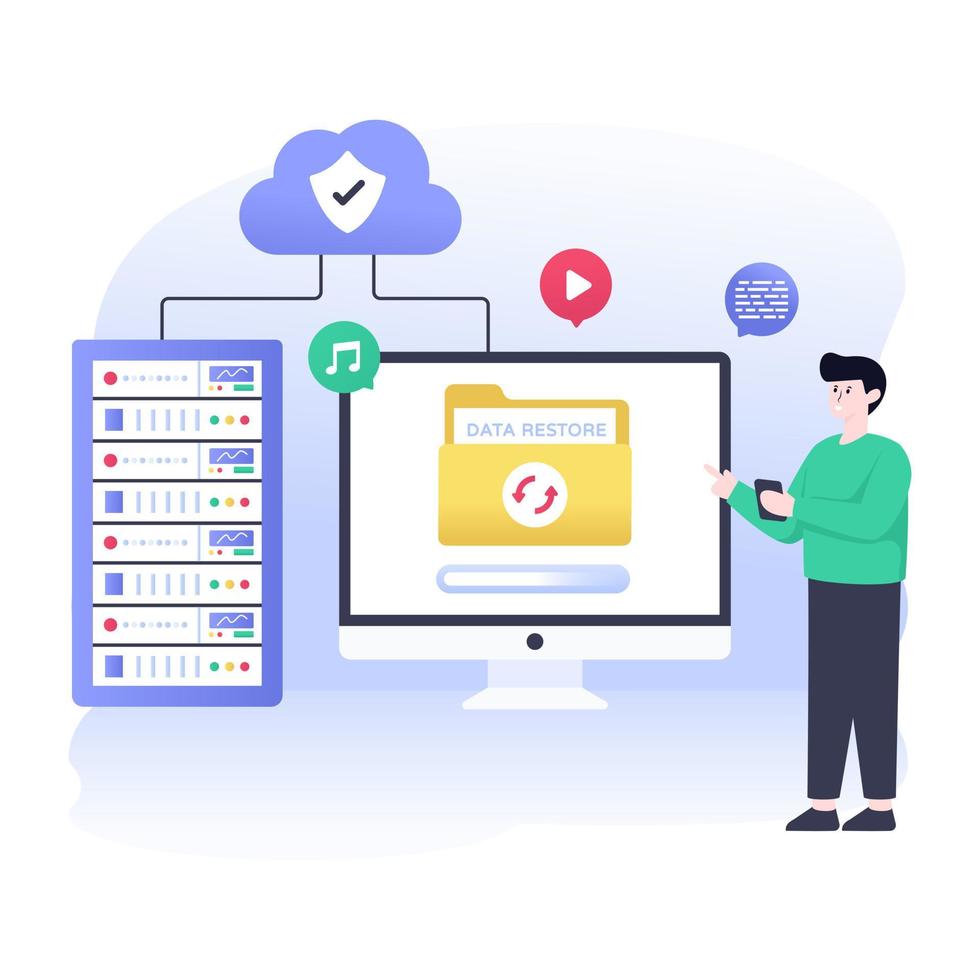 A web hosting flat character illustration vector