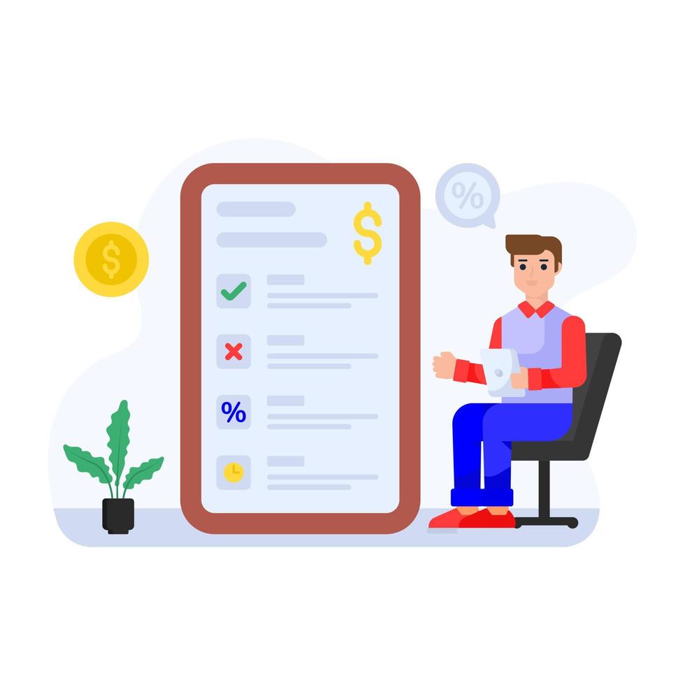 A collective teamwork, flat illustration of project management vector