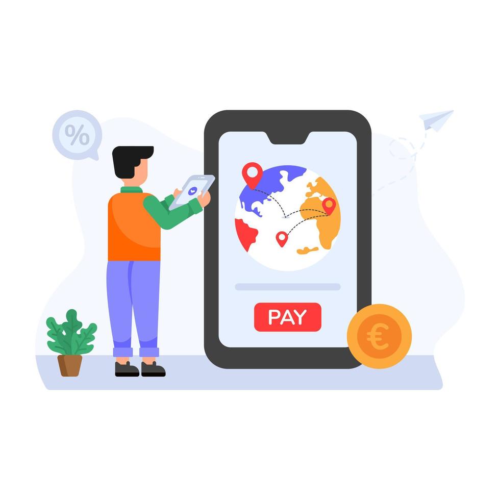 Virtual payment app, flat illustration of online banking vector