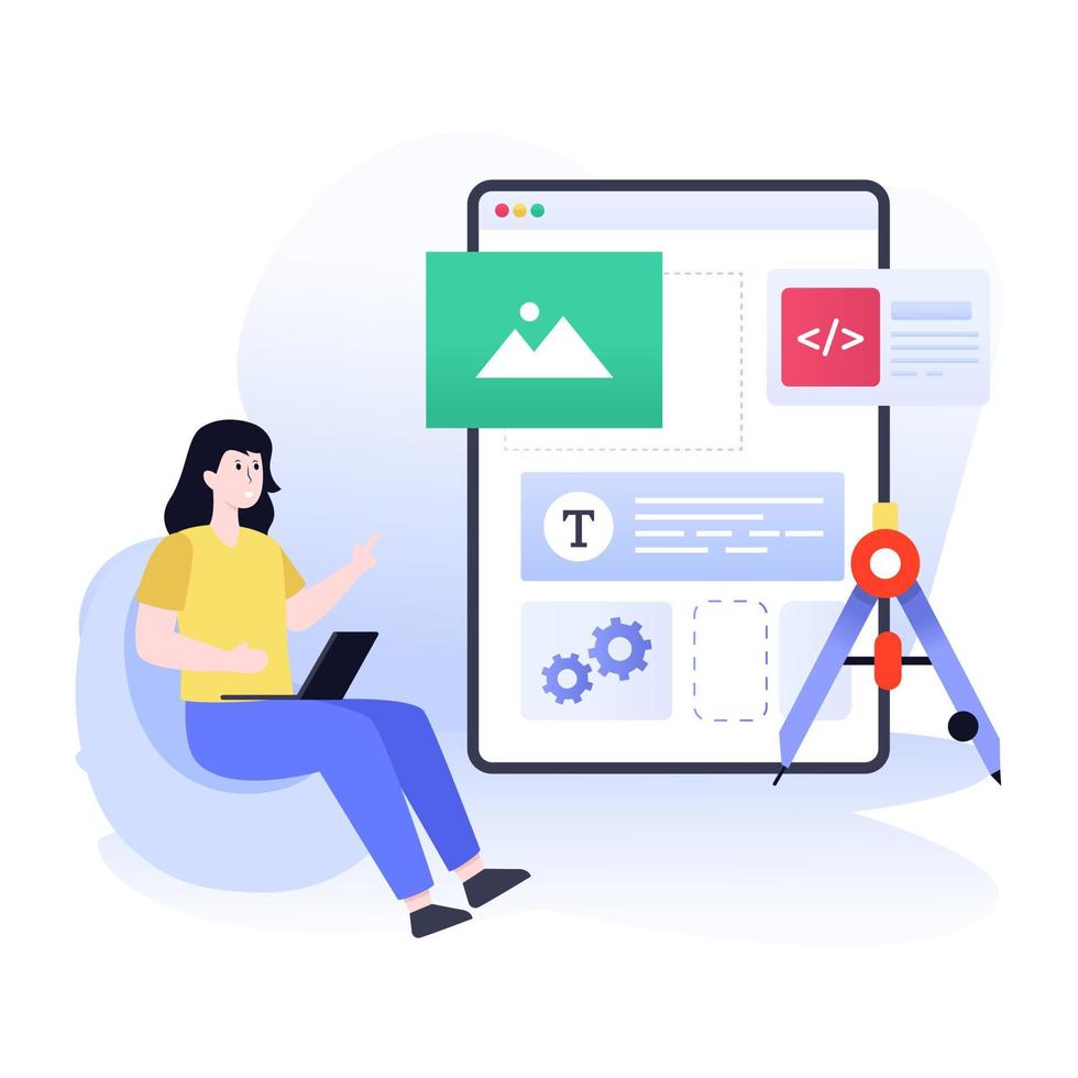 Flat app development illustration, app coding and app building concept ...