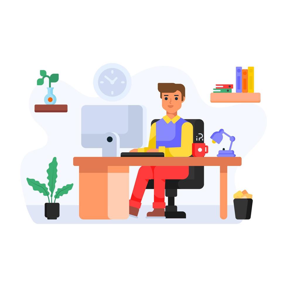 Virtual communication, flat illustration of online conference vector