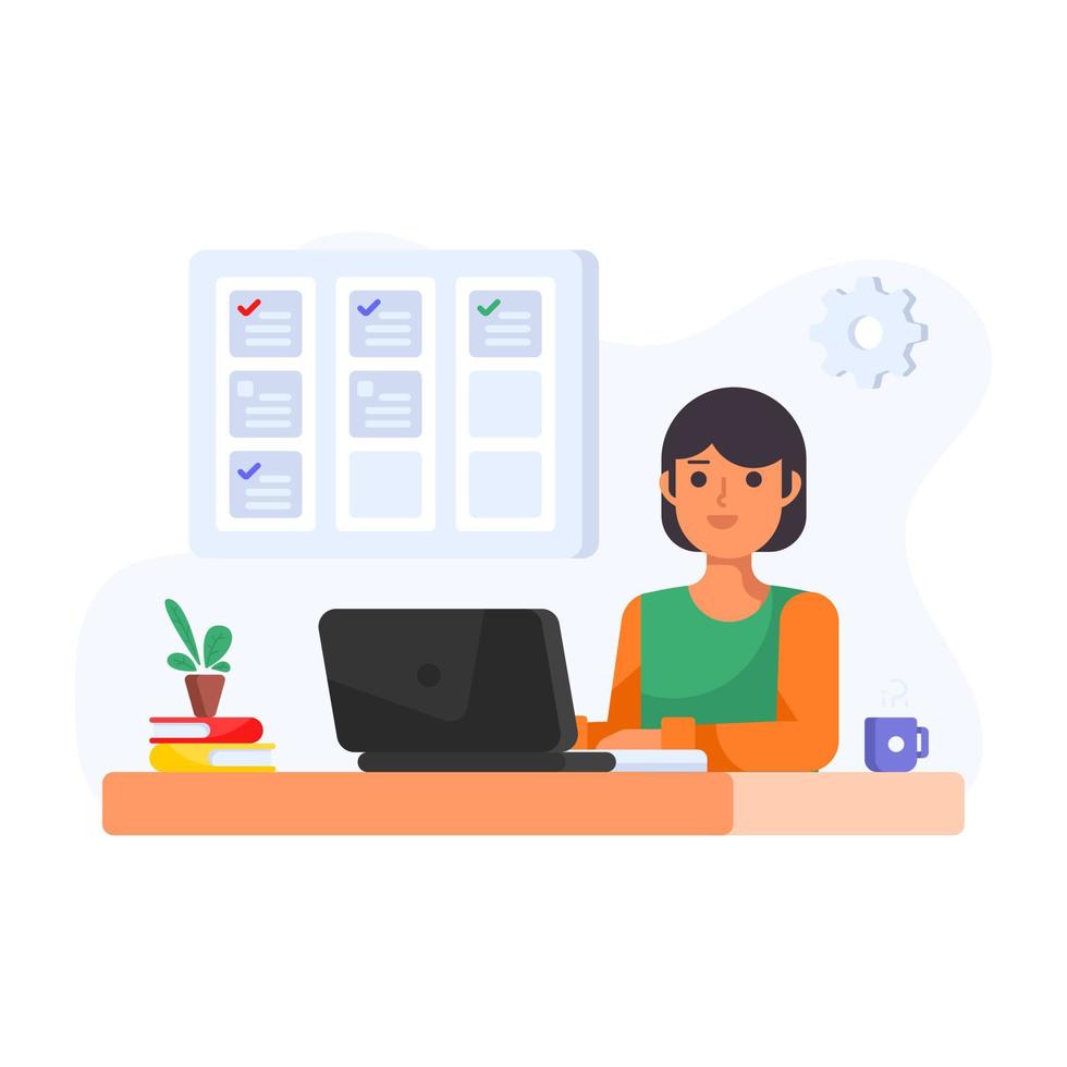 Virtual communication, flat illustration of online conference vector