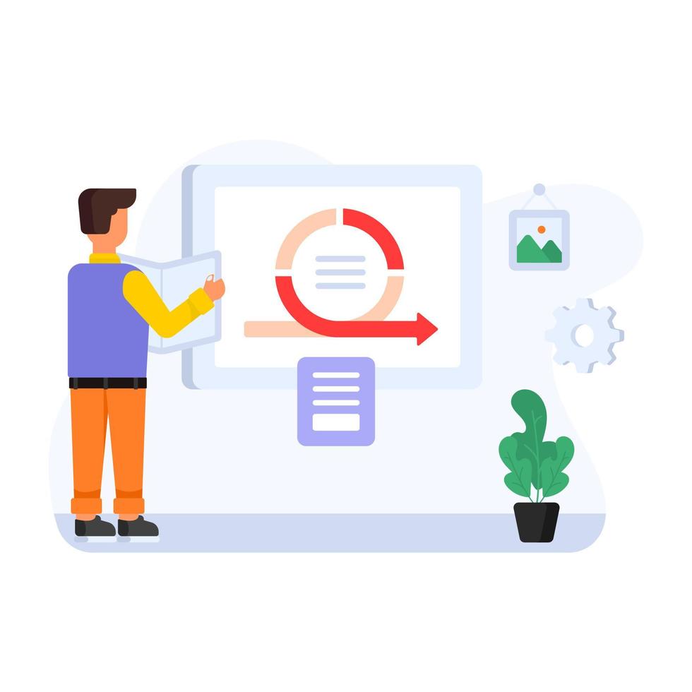 Business metrics flat illustration, business management vector