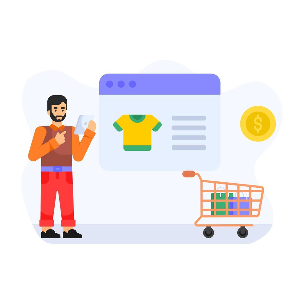 Grab this amazing flat illustration of m commerce vector