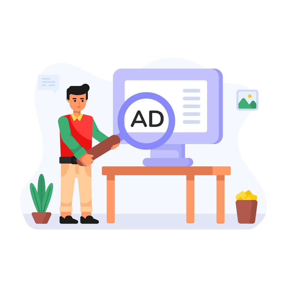 A trendy flat illustration of digital marketing vector