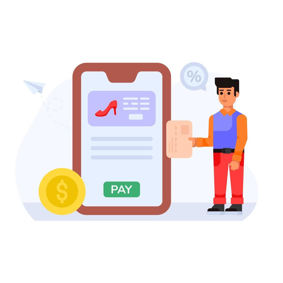 Virtual payment app, flat illustration of online banking vector