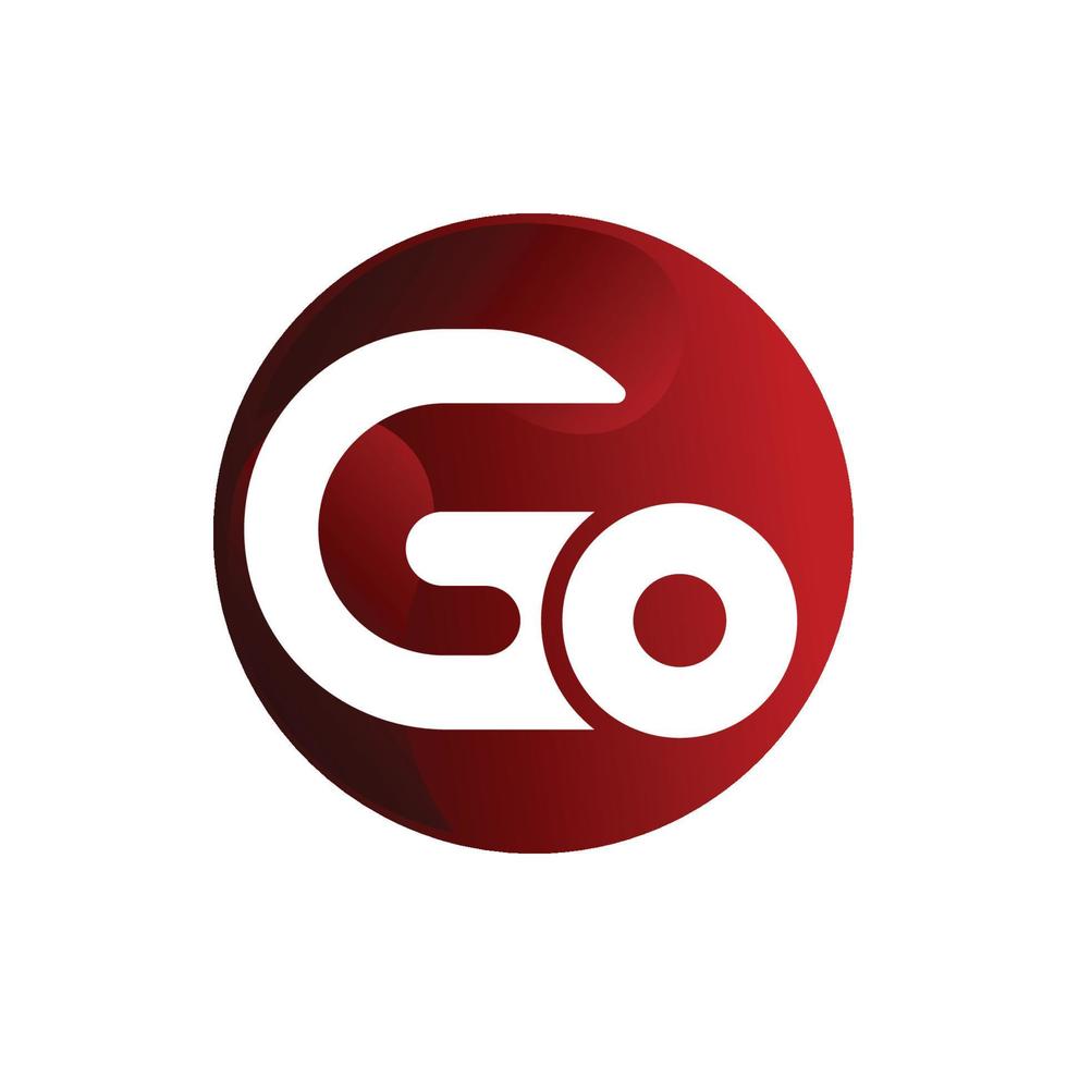 GO logo.  Typography concept.  red Circle. logo with modern concept. design vector Illustration.