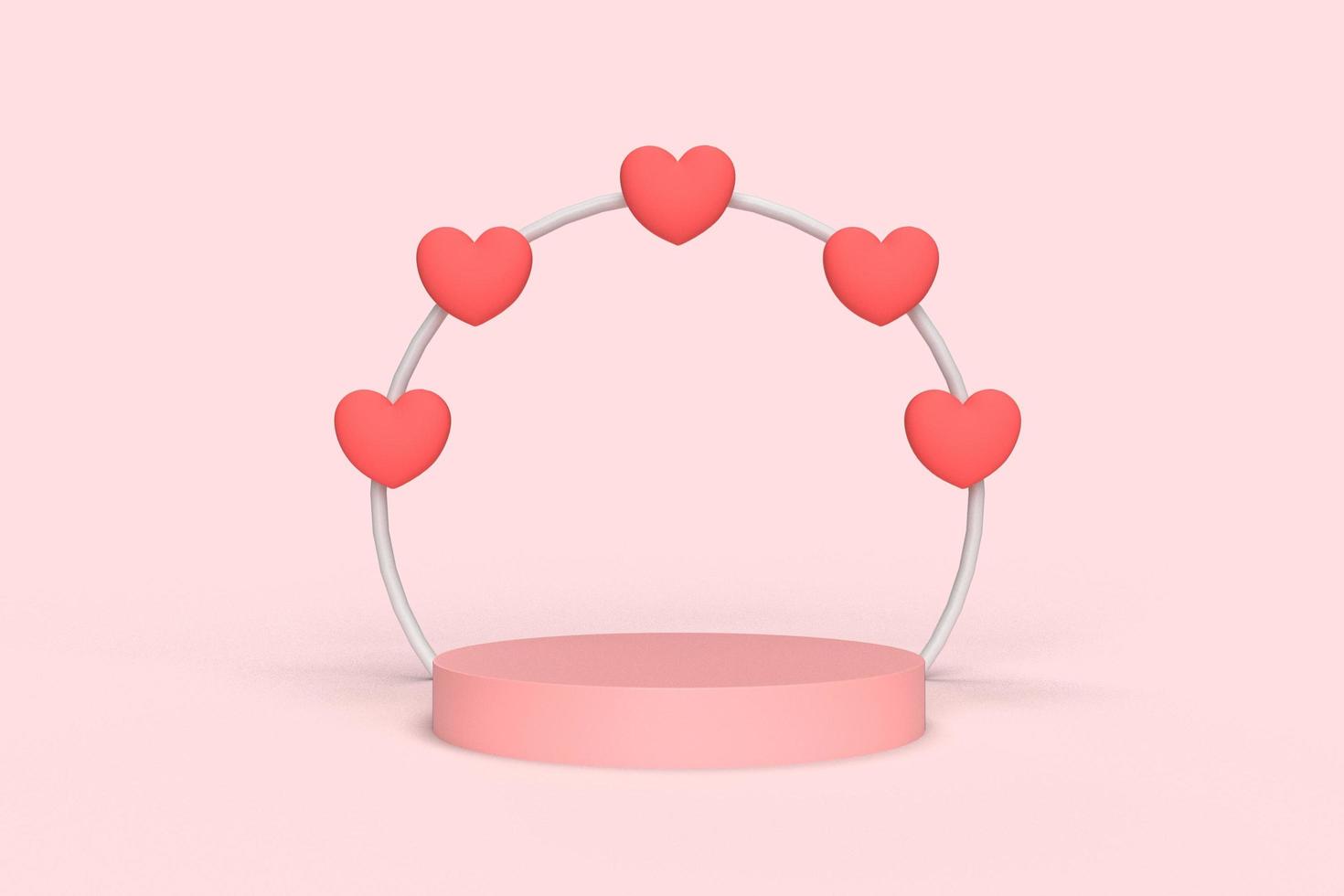Minimal background, mock up with podium for product display,Abstract white geometry shape background minimalist Valentine's day pink background,Abstract mock up backgroundup 3D rendering. photo