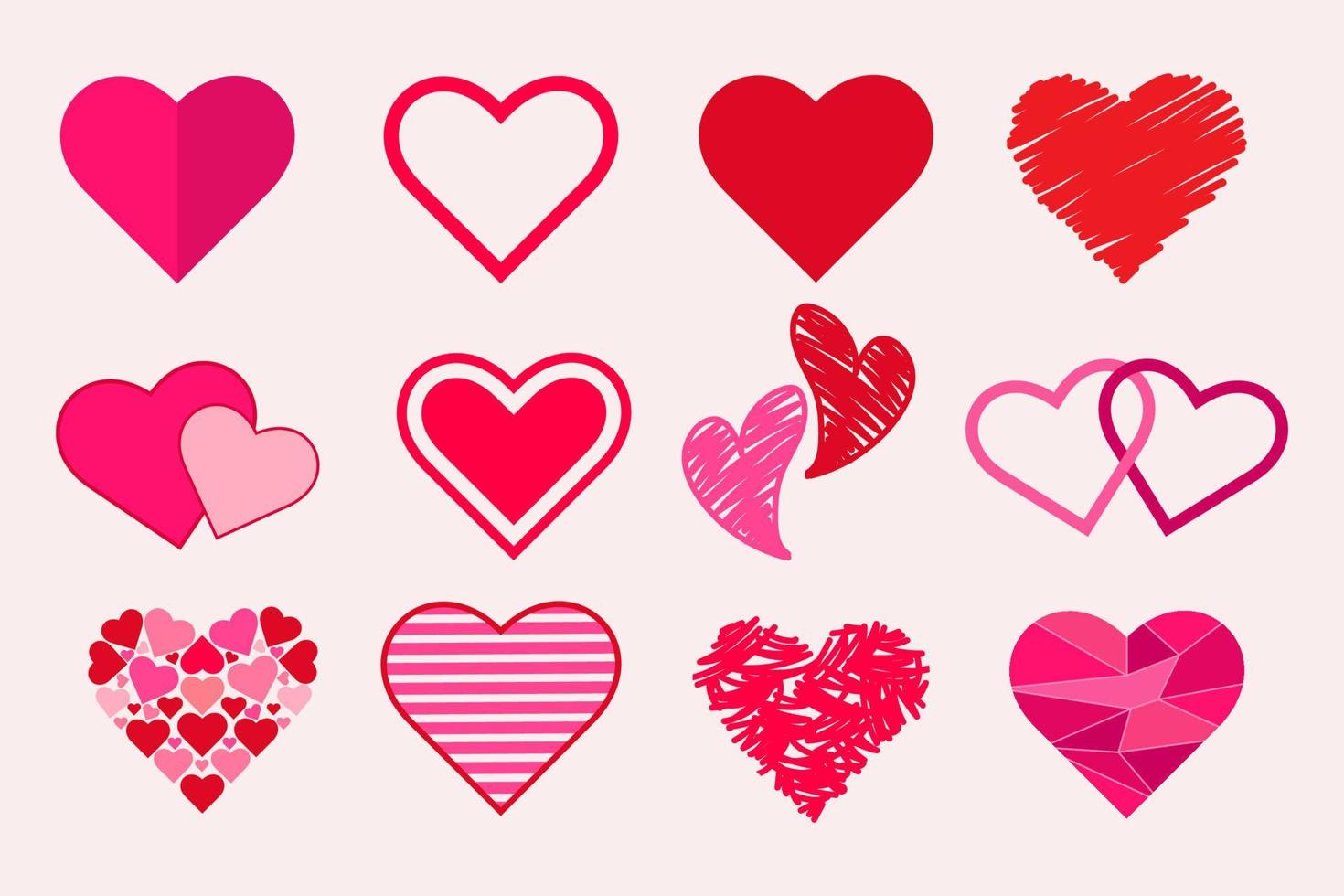 flat design shapes of love. romantic stickers. vector
