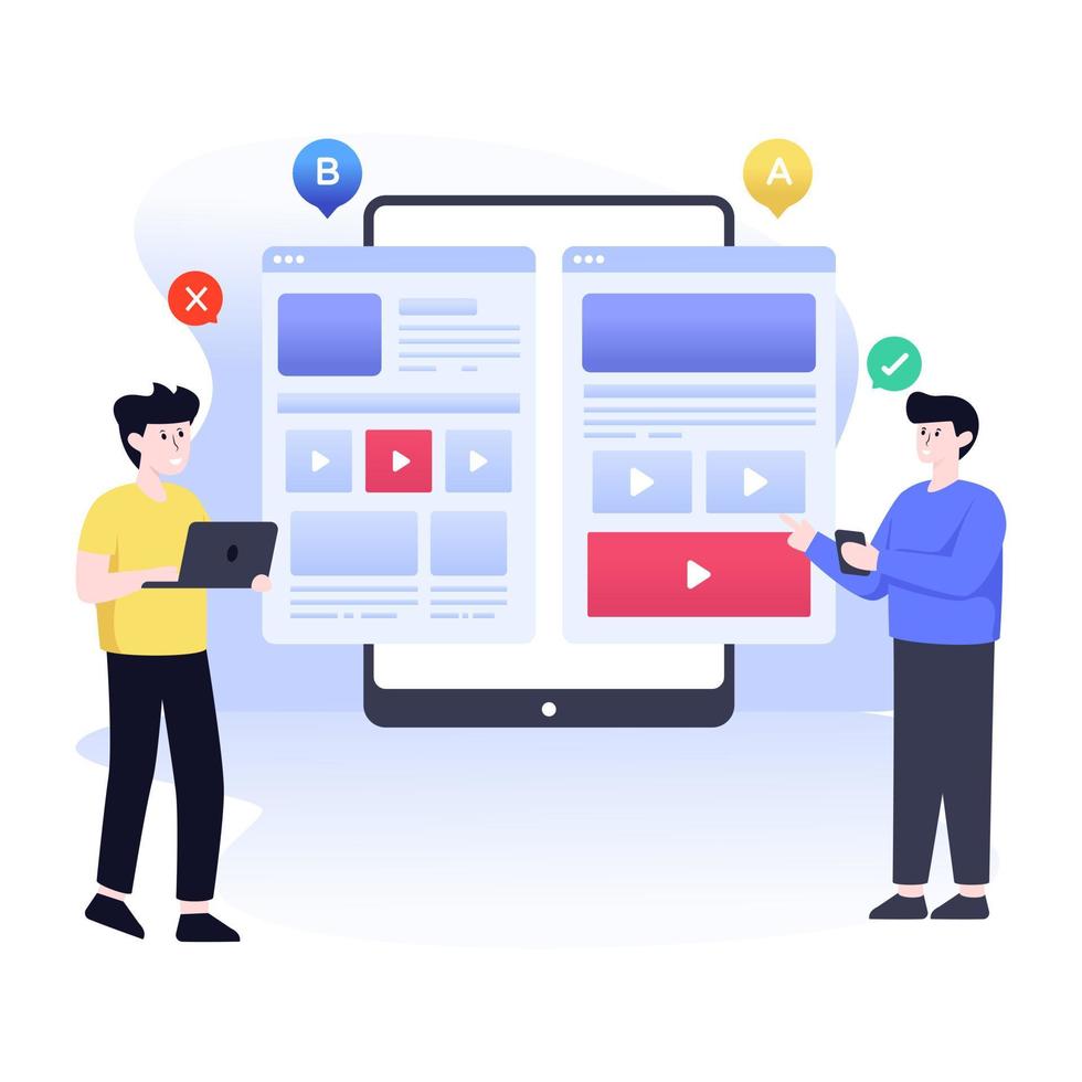 ilustración de desarrollo de aplicaciones planas, codificación de aplicaciones y concepto de creación de aplicaciones vector