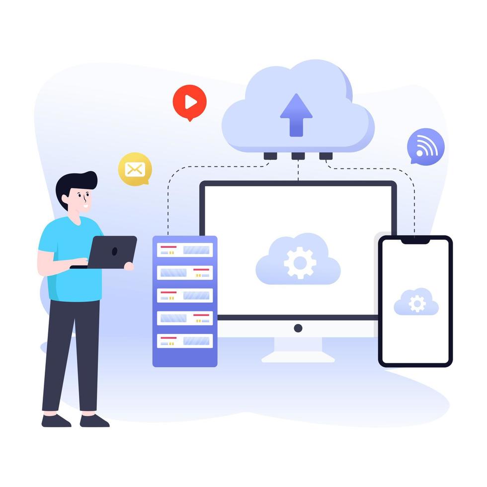 A web hosting flat character illustration vector