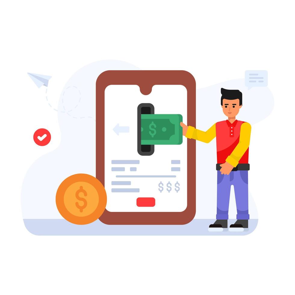 Virtual payment app, flat illustration of online banking vector