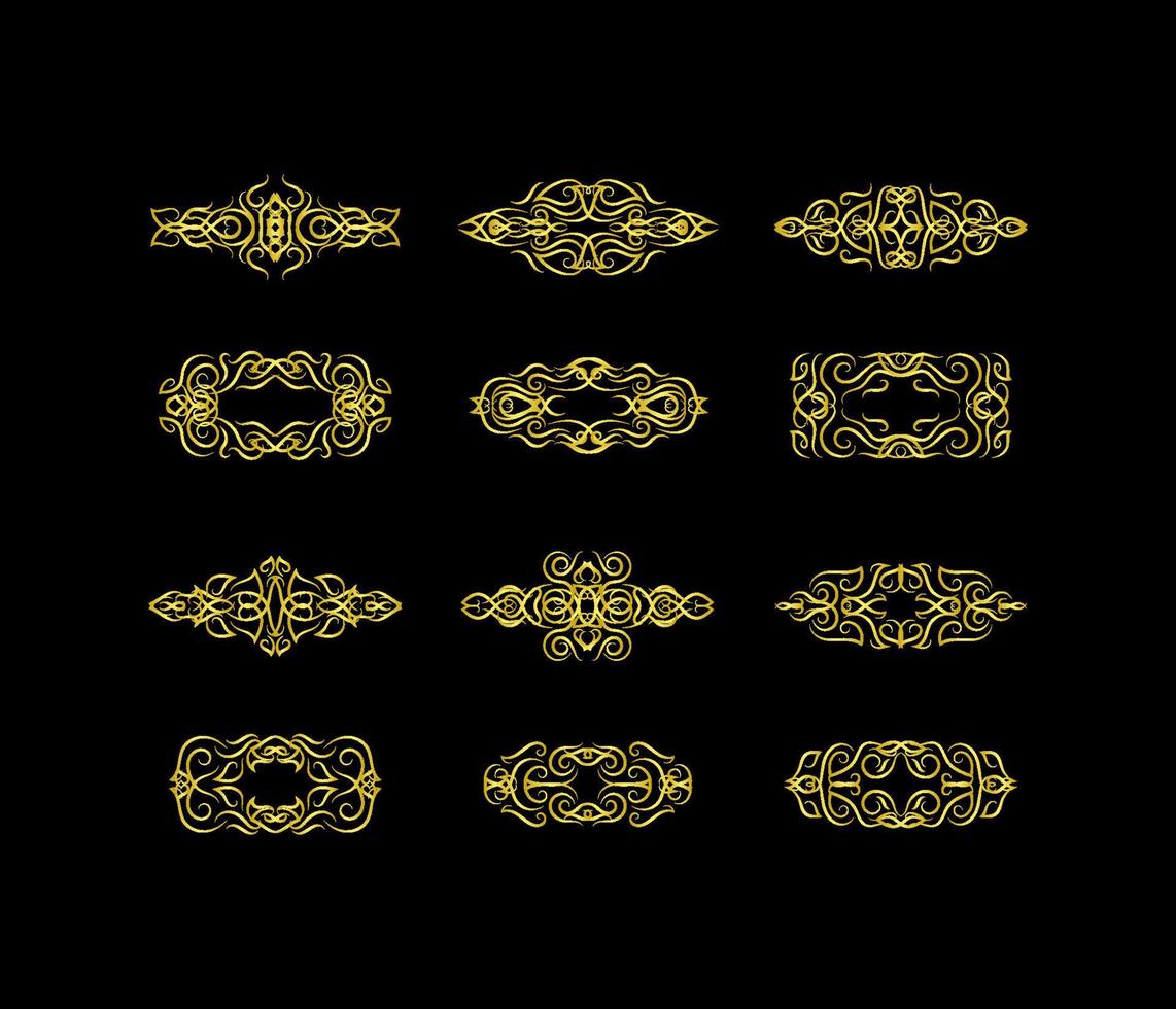 Gold Borders Elements Set Collection, ornament Vector. frame vector