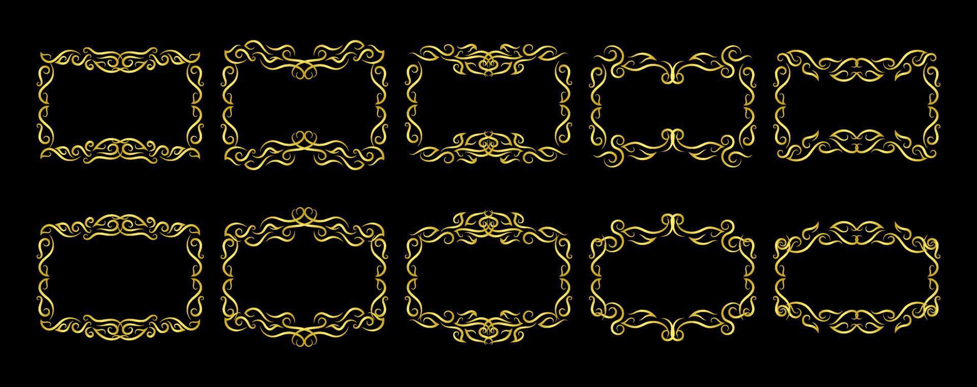 Gold Borders Elements Set Collection, ornament Vector. frame vector