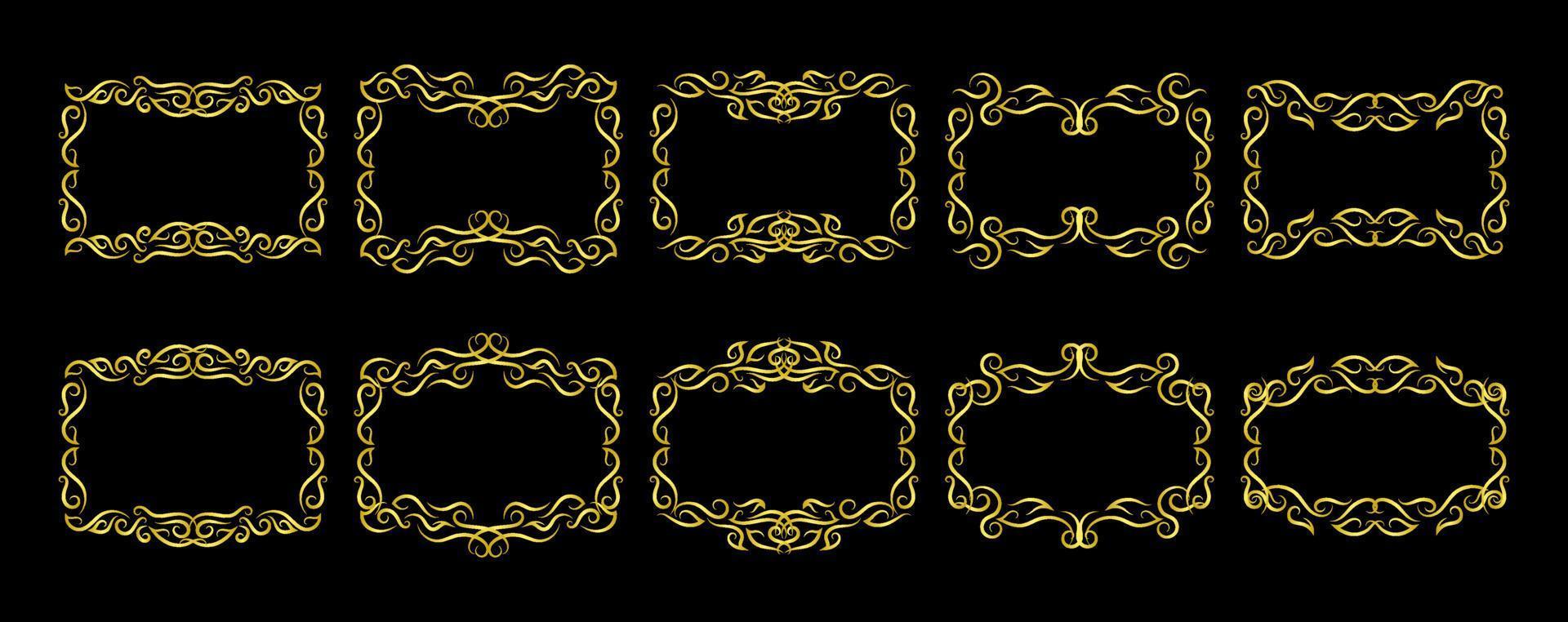 Gold Borders Elements Set Collection, ornament Vector. frame vector