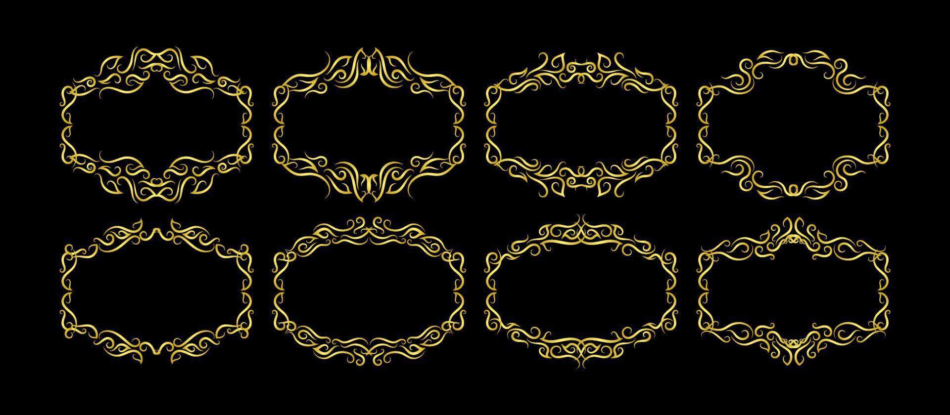 Gold Borders Elements Set Collection, ornament Vector. frame vector
