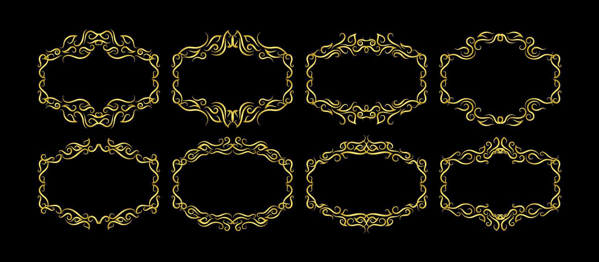 Gold Borders Elements Set Collection, ornament Vector. frame vector